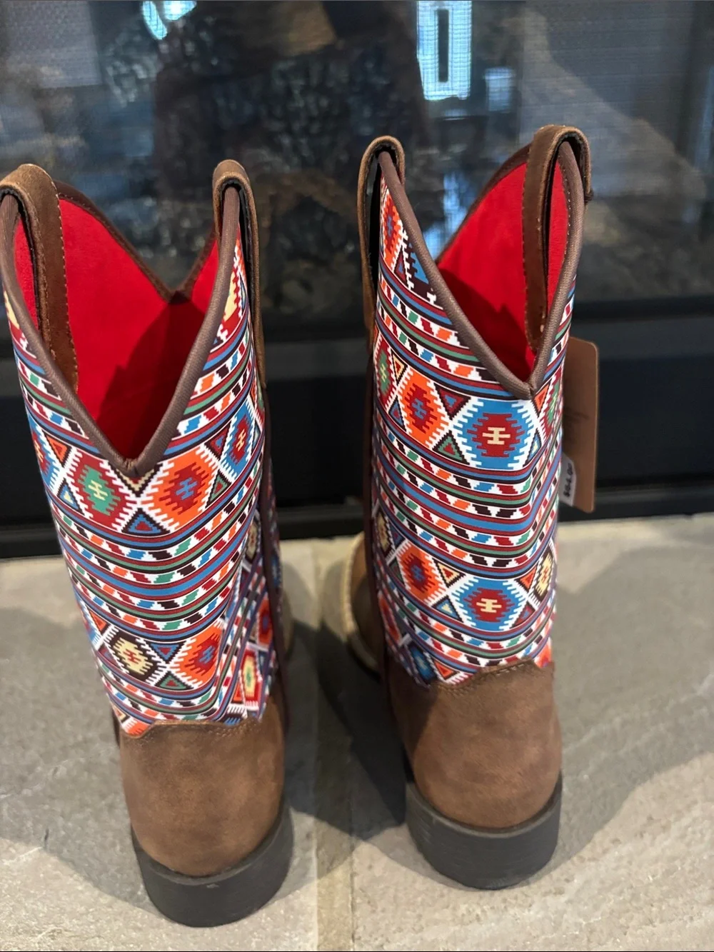 Twister Western cowgirl boots,Aztec print,TPR outsole,slip in